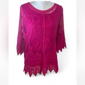 Ultra Pink Floral Lace Blouse